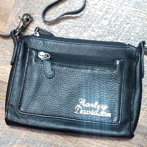 Harley Davidson black leather cross-body